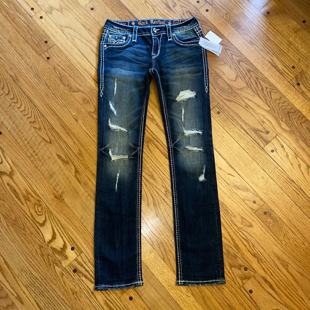 NWT ROCK REVIVAL PRIYA STRAIGHT LEG JEANS 28